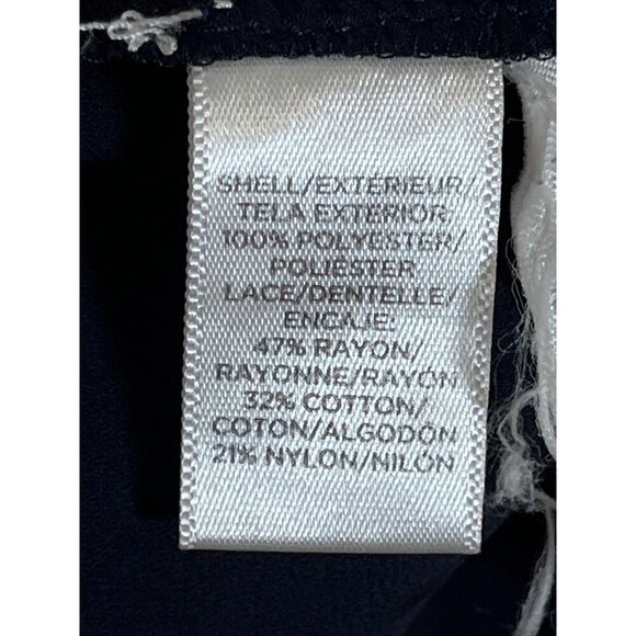 Loft Floral Lace Top Blue XL Boho Western Hippie Flowy Romantic Whimsical Sheer - Picture 8 of 10